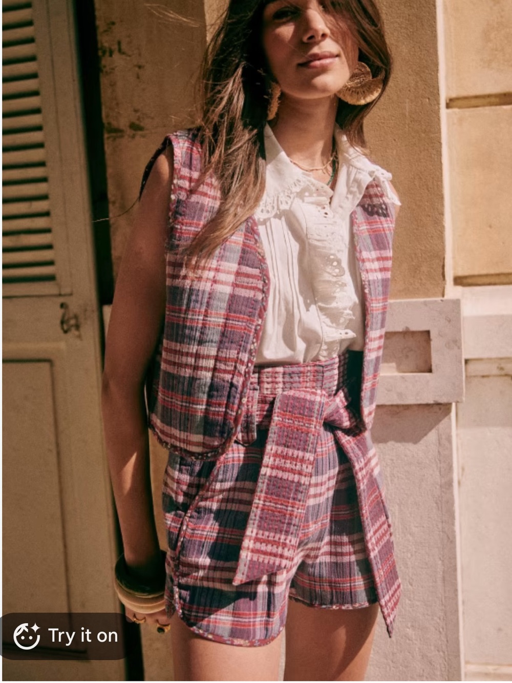 Sézane New Jersey Check Blair Vest